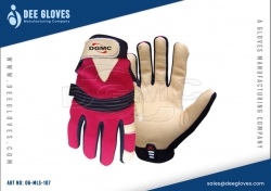 Leather Mechanics Gloves Peach And Red