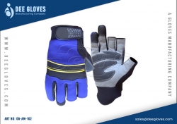 Auto Moto Mechanics Gloves Maroon And Blue Panel