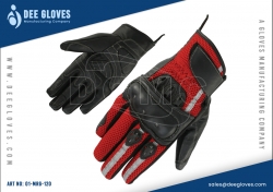 Leather Racing Motorbike Gloves Red And Black