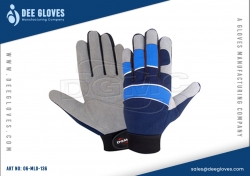 Light Duty Mechanics Gloves Sky Blue Dark Blue And White