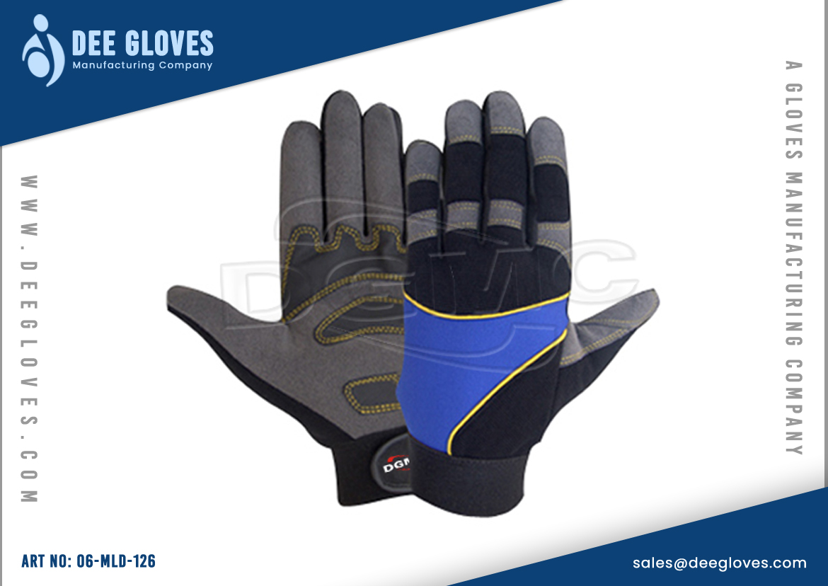 Light Duty Mechanics Gloves Blue Black And Grey Panel Light Duty Mechanics Gloves Blue Black And Grey Panel