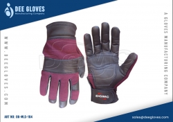 Leather Mechanics Gloves Maroon And Black