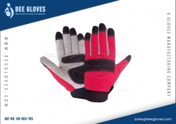 Hardware Construction Gloves Maroon And Grey 