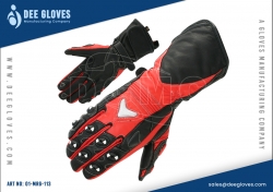 Leather Racing Motorbike Gloves Black And Red