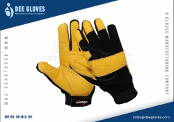 Leather Mechanics Gloves Yellow Panel And Black
