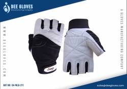 High Quality Custom Made Weightlifting Short Strap Gloves White And Black